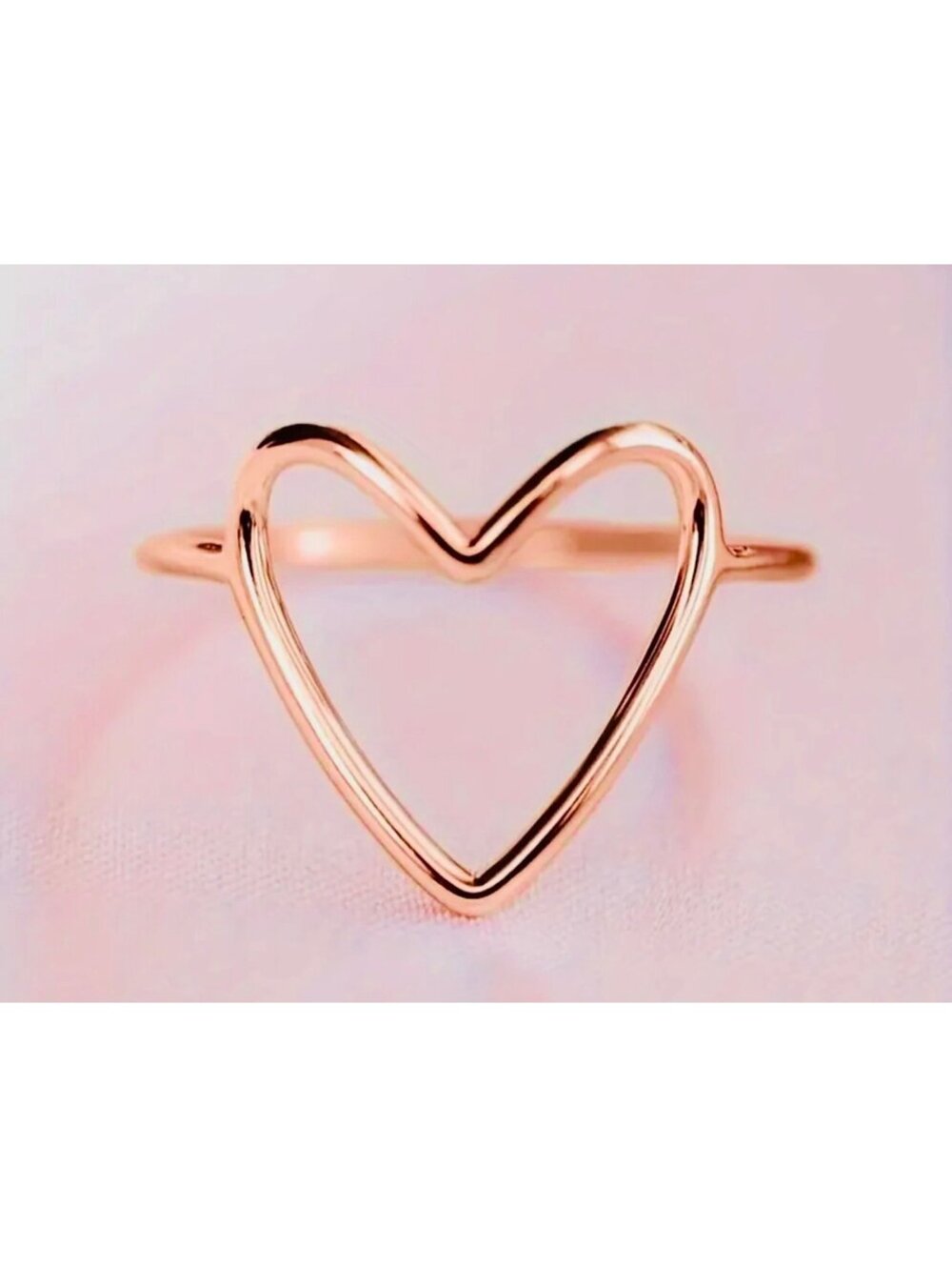 New - Chic -Rose Gold Hollow Out Heart Ring - Size 7